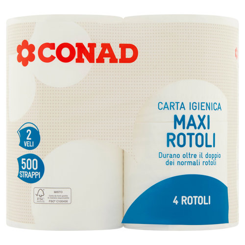 Carta Igienica Maxi Rotoli 2 Veli 500 Strappi 4 Rotoli-image